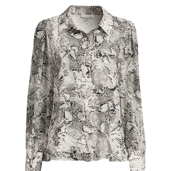 Calvin Klein Snakeskin Button Up Shirt Blouse Top Plus 1X Chiffon Lined $99 nwt - Picture 1 of 8